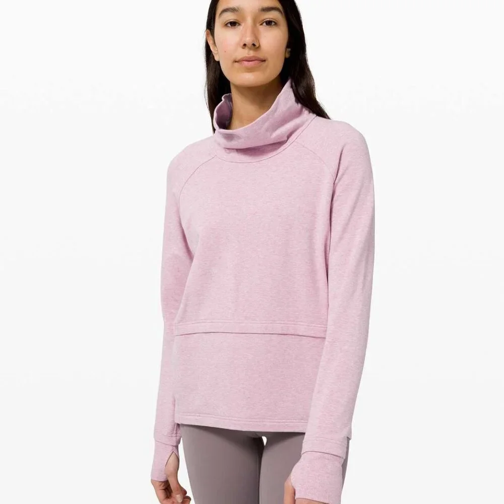 Lululemon Find Your Unwind Pullover Heathered Pink Taupe W3DBSS Size 8
